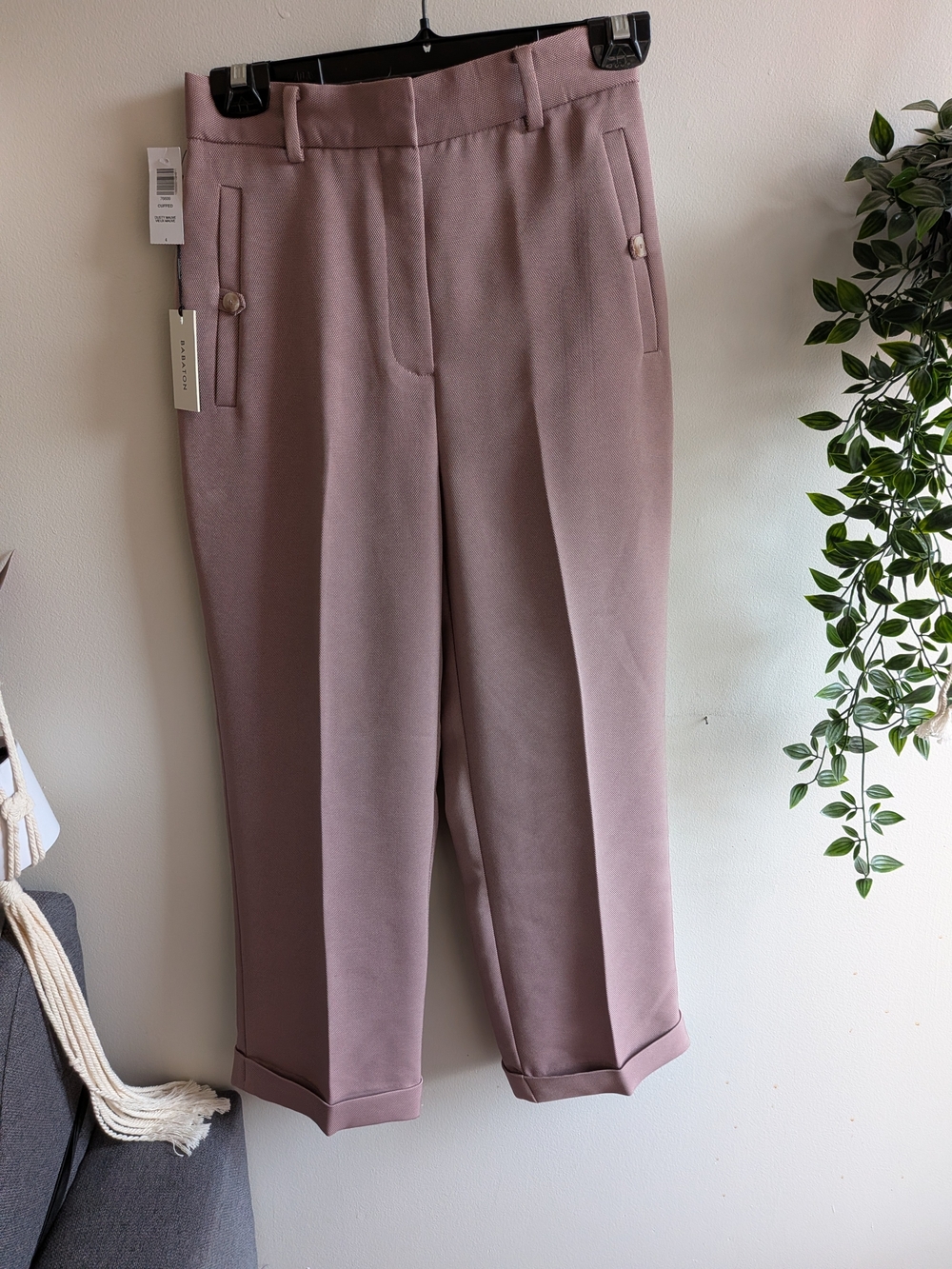 BNWT Aritzia BABATON Tailored Dusty Mauve High Rise Cuffed Pants